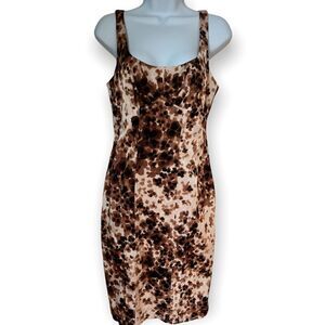 David Meister Sheath Satin Animal Leopard Print  Fall Dress size 8